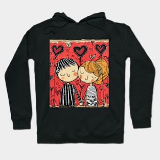 Lovely Couple 2024 Valentines Day Drawing Hoodie